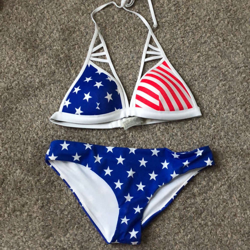 VS PINK USA print bikini top and bottom